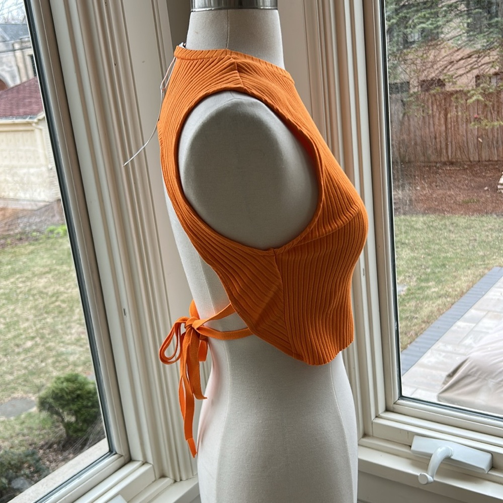Orange Sleeveless Ribbed Top - Picture 2 of 7